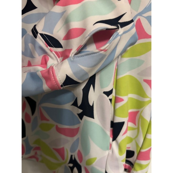 TOMMY BAHAMA PINK BLUE LEAF Long Sleeve Mock Golf Shirt Women's Size XS - Picture 7 of 8